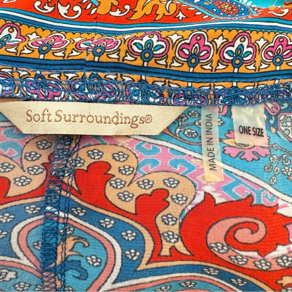 Soft Surroundings Colorful Topper Kimono Satin Cardigan Floral Paisley One Size - Picture 6 of 8